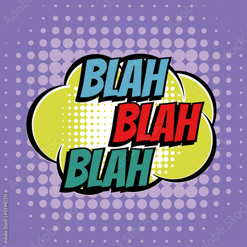 Blah comic book bubble text retro style