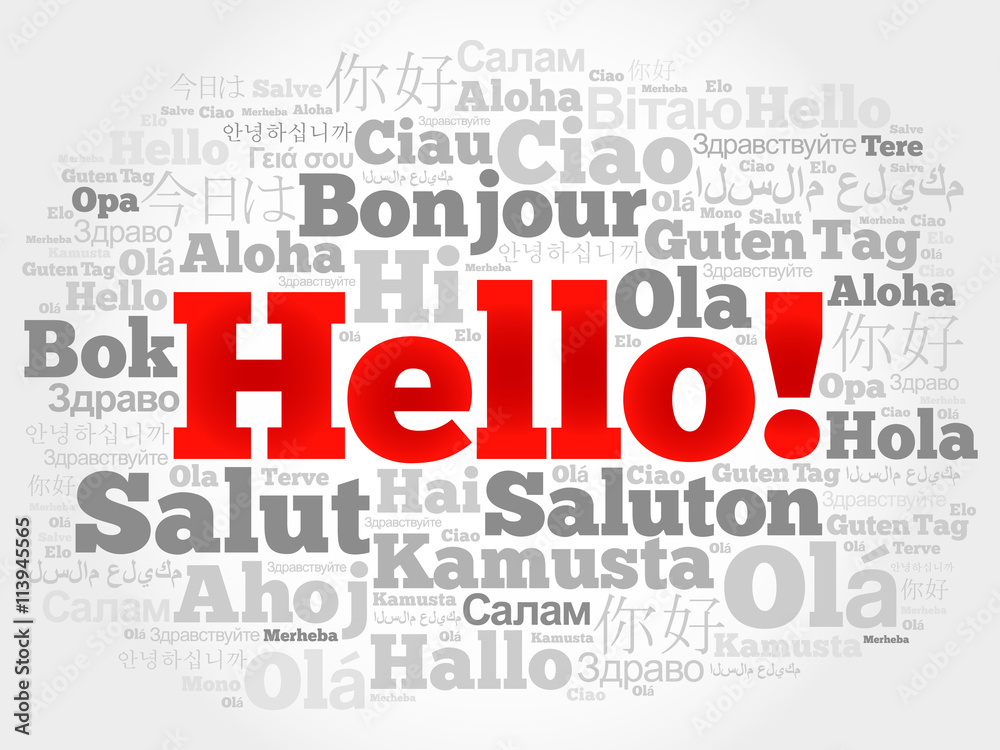 Hello word cloud in different languages of the world, background concept Hello word cloud in different languages of the world, background concept