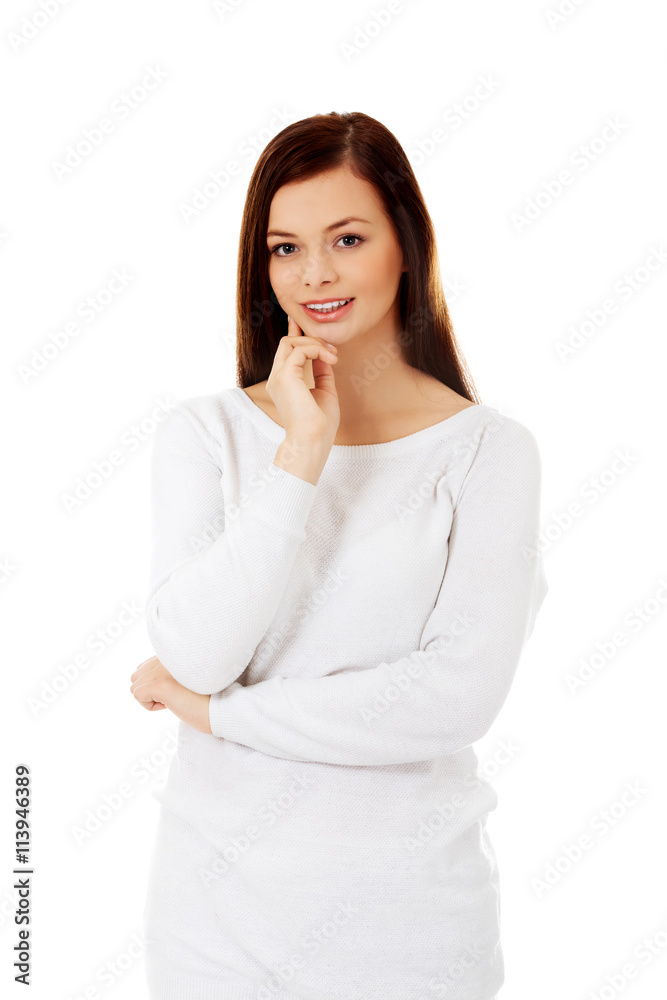 Smiling beautiful brunette young woman Smiling beautiful brunette young woman