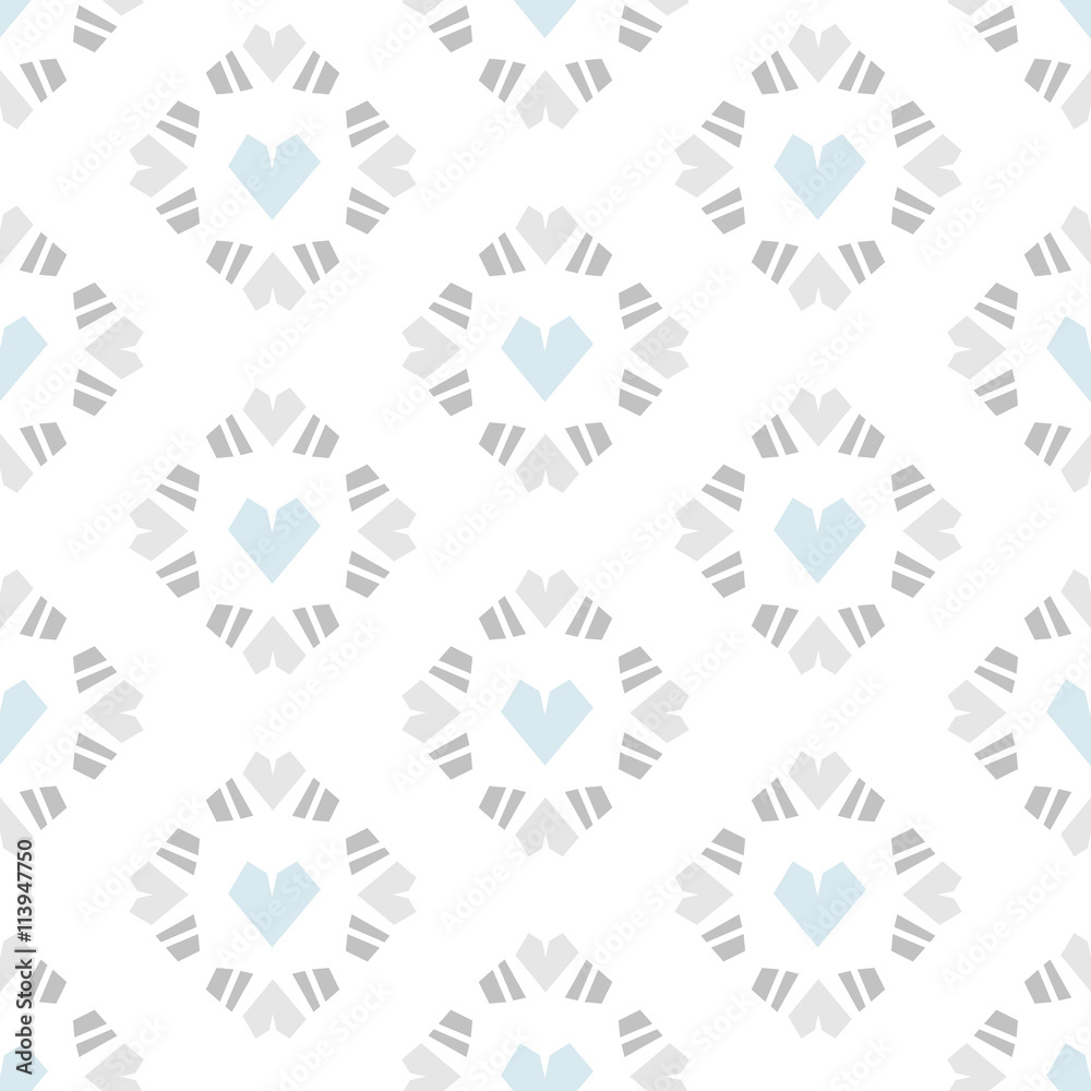 Seamless pattern heart tile on white background