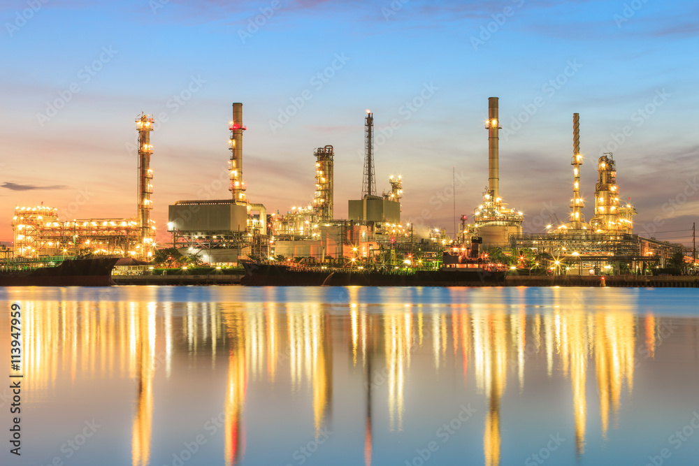 Oil refinery plant at dusk. Can use for energy concept background.