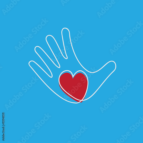 Vector hand and heart, aid and voluntary concept