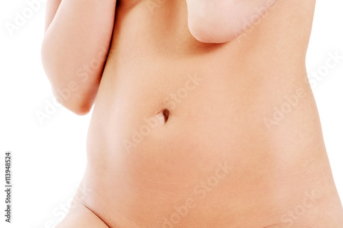 Naked female body, isolated on white.