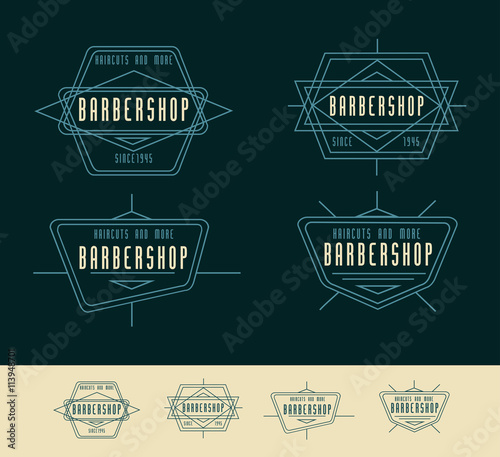 Retro geometric badge logo design templates with vintage feeling/ Creative Barber Shop Vintage Linear Logo