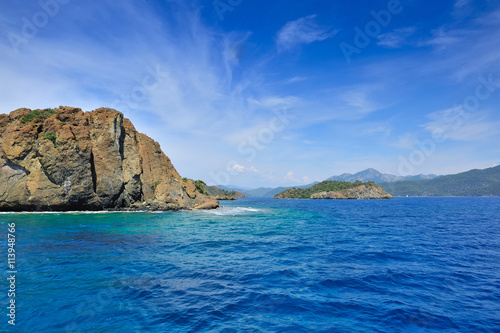 Beautiful seascape with rocky islands. Aegean sea. Turkey