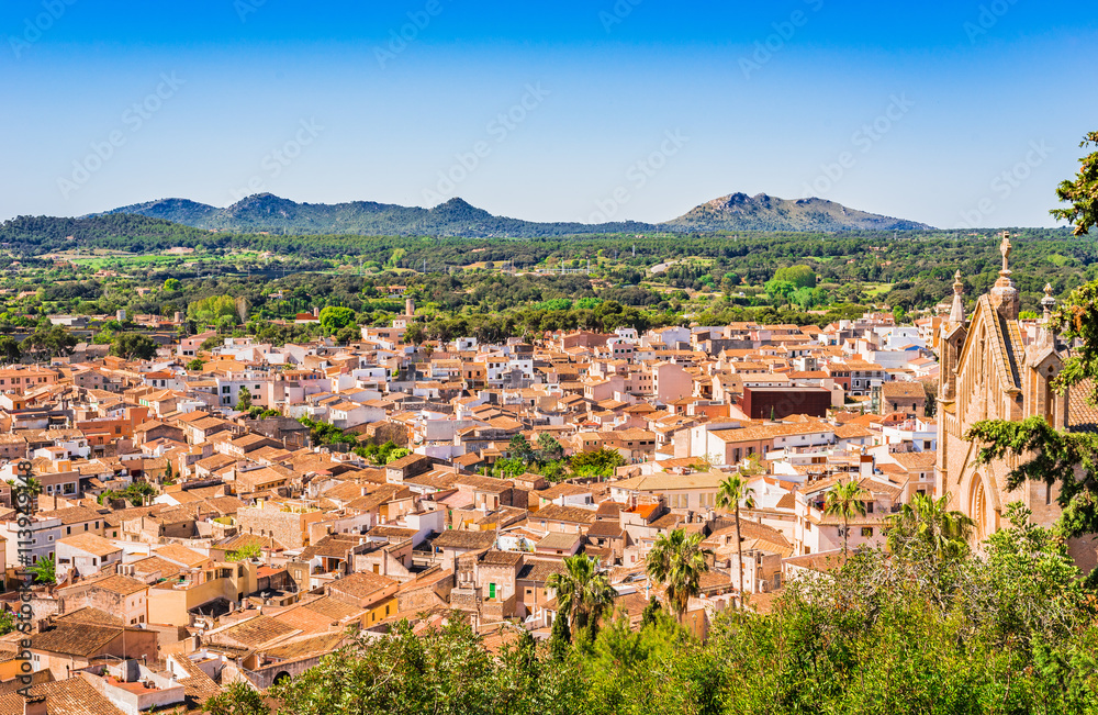 Idyllic view of Majorca roofs old town of Arta Panorama 