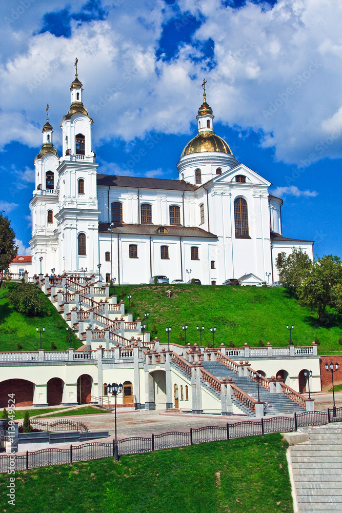 Russian Orthodox Assumption Cathedral in Vitebsk, Belarus. Church Vilno Baroque architectural style.