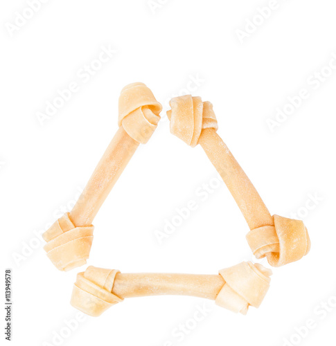 Bilde på lerret dog bone rawhide dental problem isolated on white