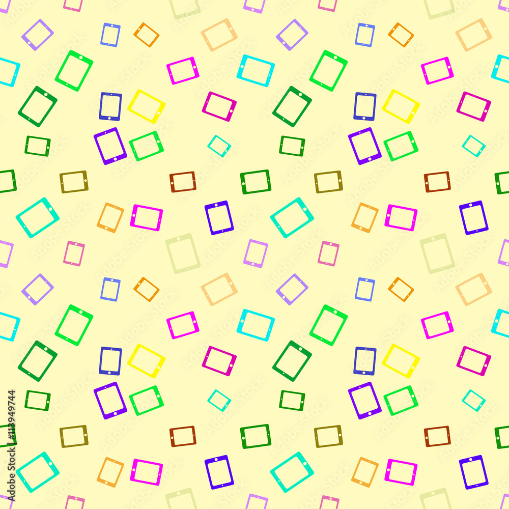 Multicolour tablet PC. Seamless pattern