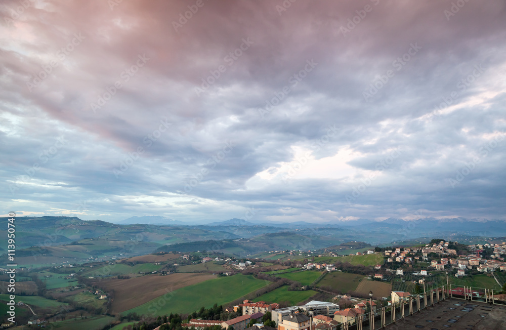 Italian countryside landscape. Province of Fermo