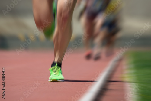Athletics people running on the track field abstract