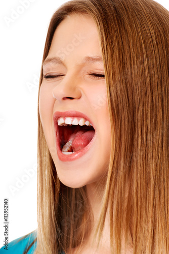 Screaming young woman