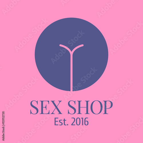 Sex shop, adult goods vector logo