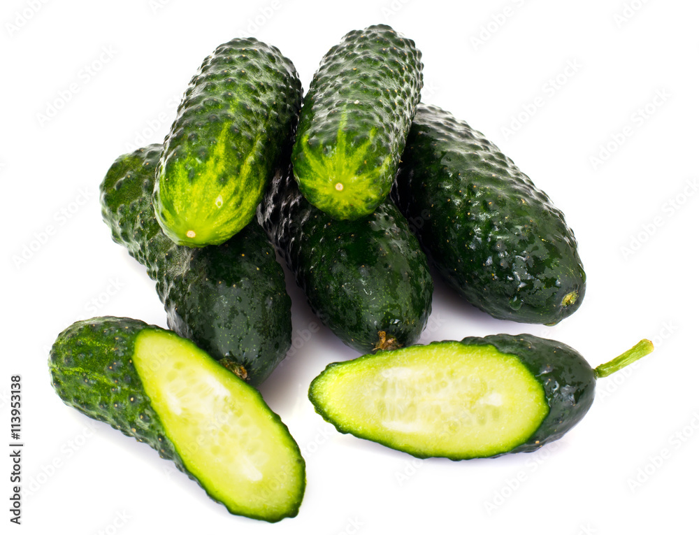Fresh Green Cucumbers Isolated on White Background Fresh Green Cucumbers Isolated on White Background