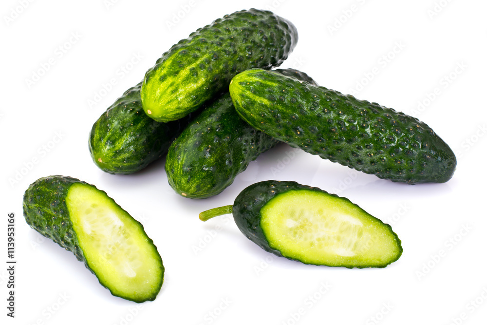 Fresh Green Cucumbers Isolated on White Background Fresh Green Cucumbers Isolated on White Background
