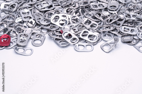 Aluminum ring pull on white background