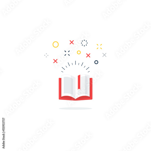 Amazing opened book. Library concept. Reading fun time. Creative writing.