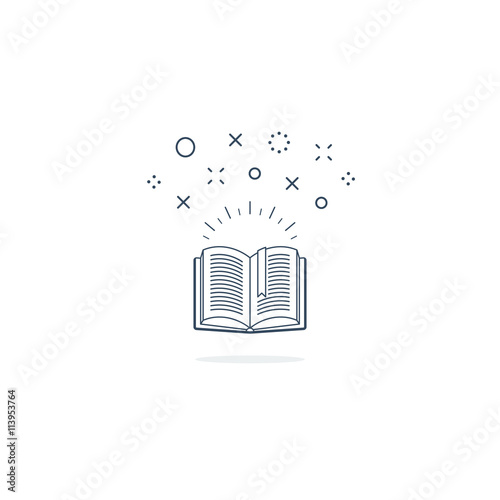 Amazing opened book. Library concept. Reading fun time. Creative writing.