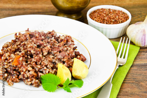 Pilaf with Meat, Carrots and Red Rice