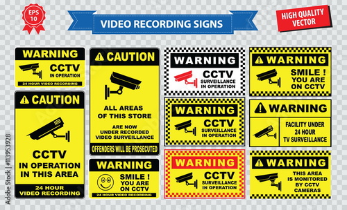 set of Closed Circuit Television (CCTV) Signs