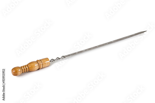 skewer for shish kebab on white background