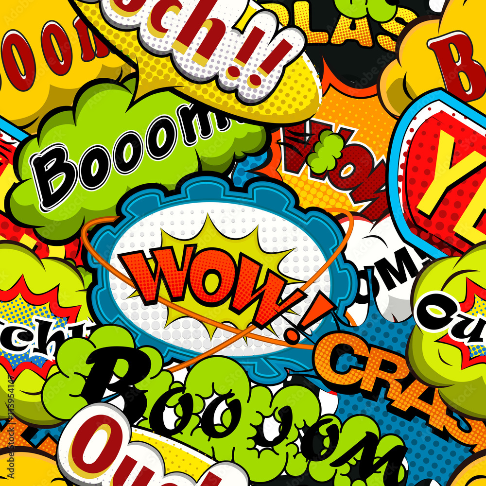 Bright and multicolored Comics Speech Bubbles Seamless Pattern