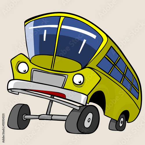 Cartoon Character Yellow Bus reared