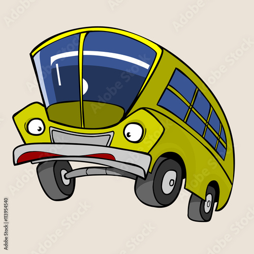 Cartoon Character Yellow Bus surprised
