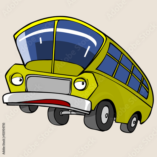 Cartoon Character Yellow Bus