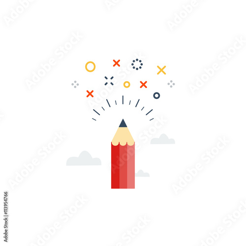 Creative writing. Storytelling. Graphic design studio symbol. Drawing sketching concept