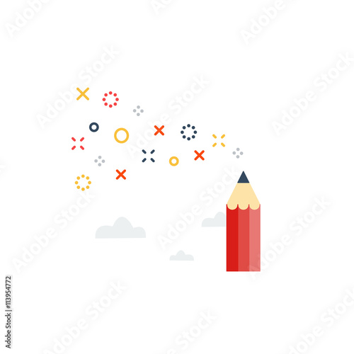 Creative writing. Storytelling. Graphic design studio symbol. Drawing sketching concept