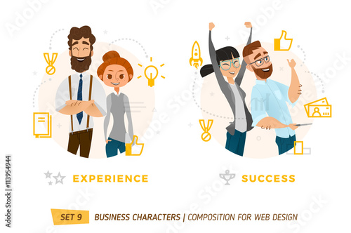 Business characters in circle.
