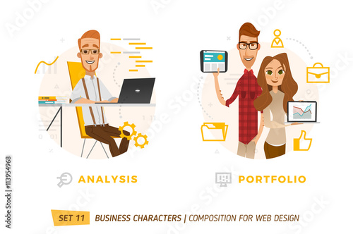 Business characters in circle.