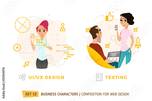 Business characters in circle.