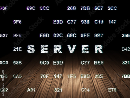Web design concept: Server in grunge dark room