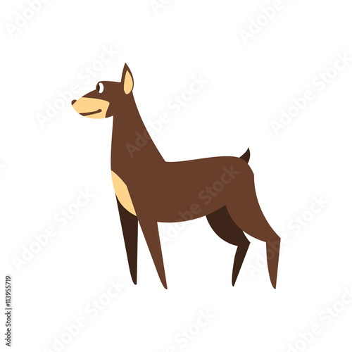Pincher Dog Breed Primitive Cartoon Illustration © topvectors