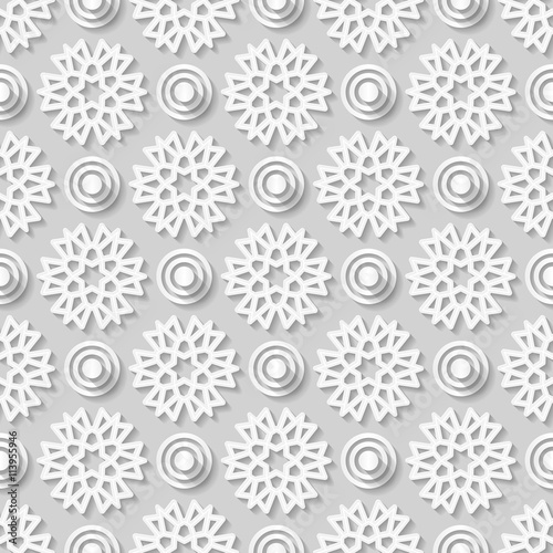  Seamless white geometric pattern, east ornament, indian pattern, persian motif, 3D, vector. Endless texture can be used for wallpaper, pattern fills, web page background.