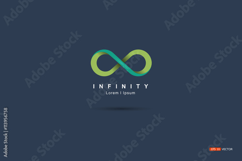 Symbol or mark Infinity Green Floating on a blue background