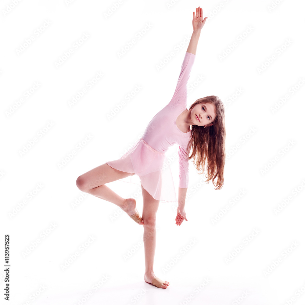 Young excited girl jumping in the studio Young excited girl jumping in the studio