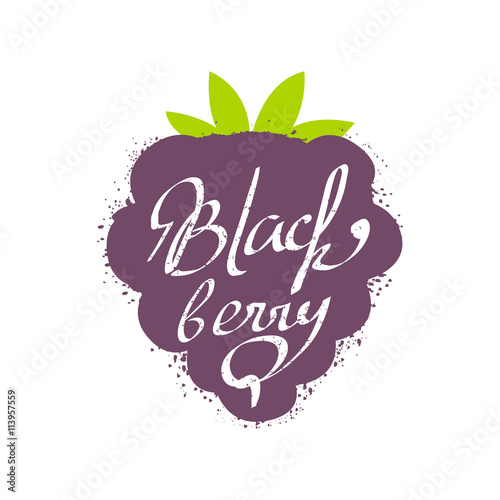 Blackberry Name Of Fruit Written In Its Silhouette