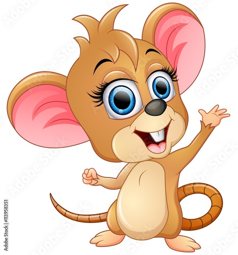 Cute mice cartoon waving