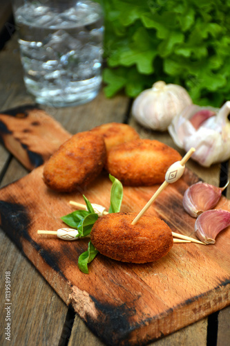 plate full of home-made croquettes of ham