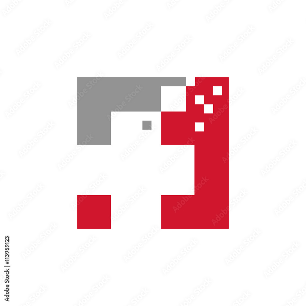 Obraz premium Square Red Cross Pixel Technology Symbol