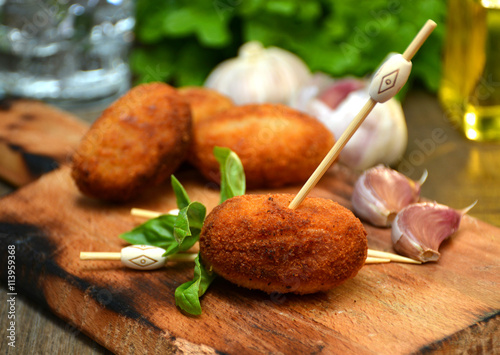 plate full of home-made croquettes of ham photo