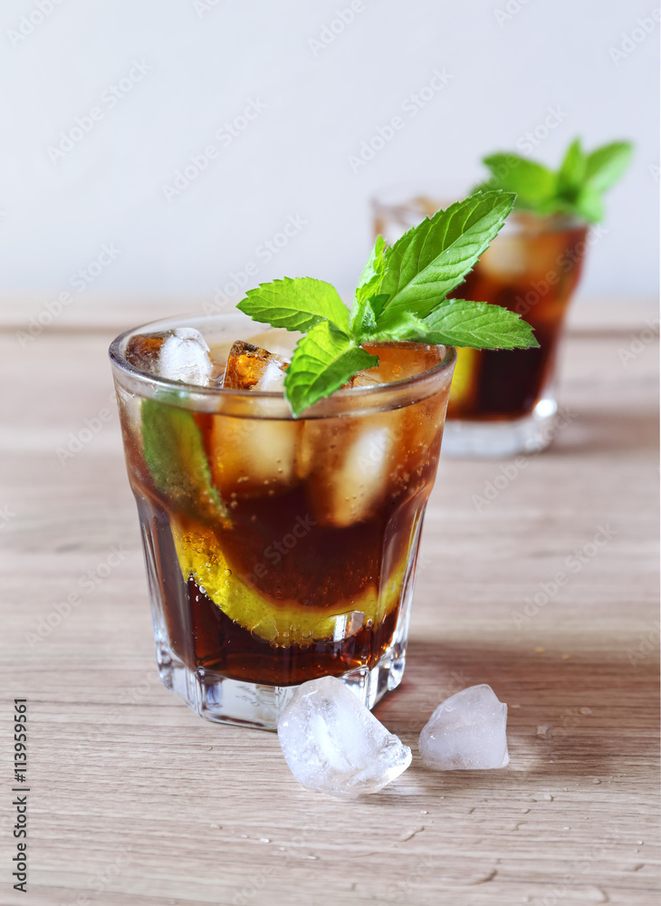 Cocktail Long Island with mint garnish Cocktail Long Island with mint garnish