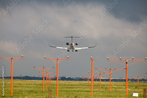 Landing airliner Bombardier CRJ-900