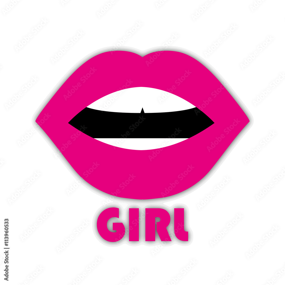 Obraz premium Pink lips with shadow