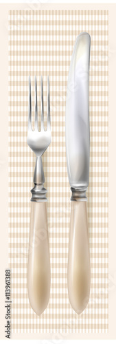 Cutlery. Realistic knife and fork.