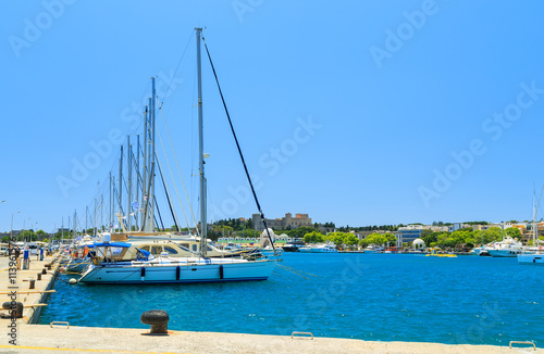Luxury Yacht docked at Rhodes Port,Greece sunny day