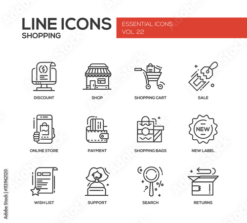 Shopping - line design icons set